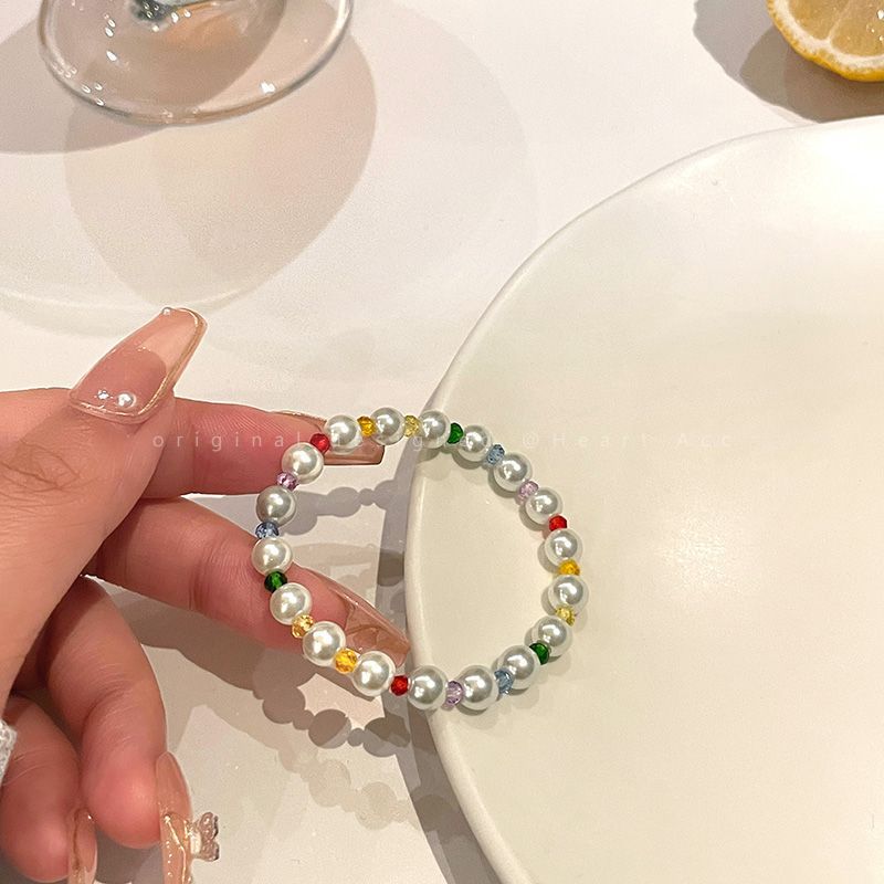Pulsera de perla de flor de cristal de color al por mayor
